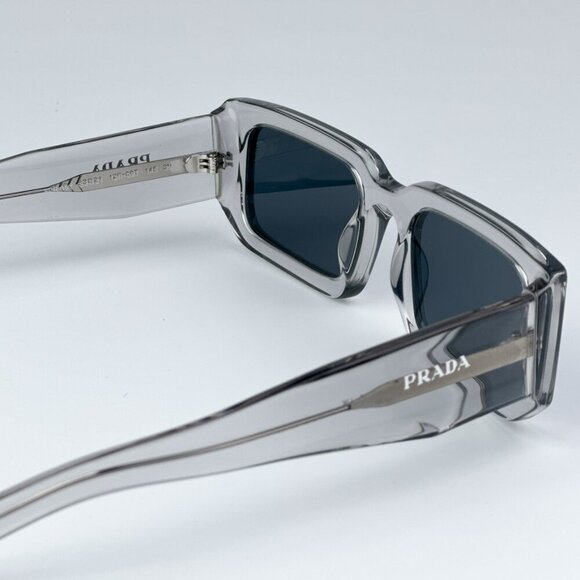 Prada PR06YS 12R09T Transparent Grey Dark Grey Rectangle Unisex - Picture 9 of 10